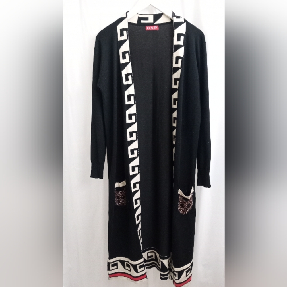 Cap Greek Key Pattern Duster- Size S-M - Picture 2 of 12